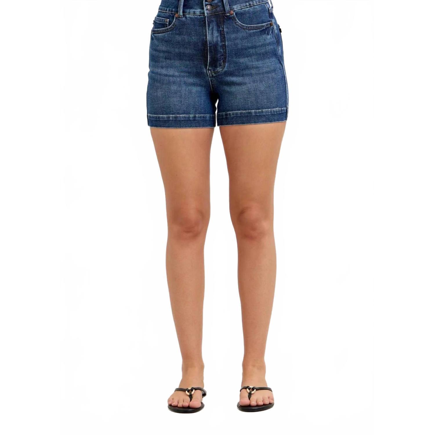 New Judy Blue High Waist Tummy Control Slim Denim Short In Blue